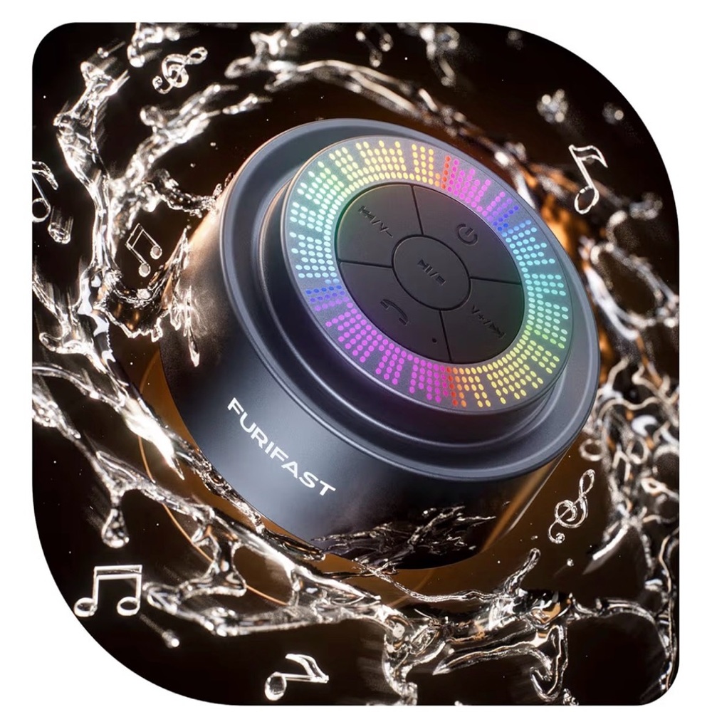 Black Wireless Shower Speaker with LED Display - Picture 2 of 5